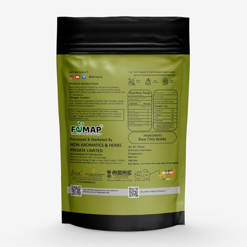 Image of Femap Chia Seed Premium Raw Chia Seeds (500g) | 100% Organic & Raw Superfood | High in Omega-3 (ALA), Protein & Dietary Fiber | Perfect for Weight Loss, Digestion & Heart Health | 500 Gram Pouch (1.0kg)