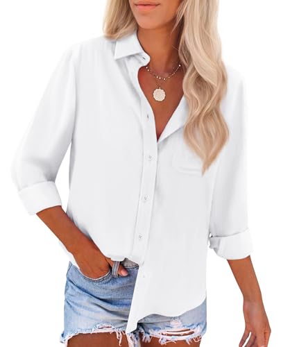 siliteelon Button Down Shirts for Women Dress Shirts Long Sleeve Wrinkle Free Work Office Fitted Blouse Tops with Pocket