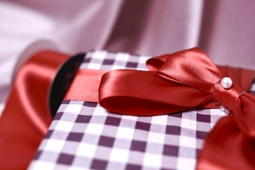 Image of Bells&Whistles Red Dual-Faced Satin Christmas Ribbon (Length: 10 Yards Width: 2 inch)