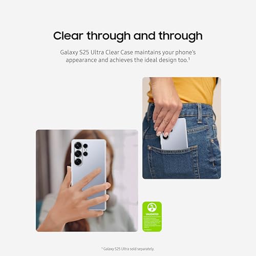 Image of Samsung Galaxy S25 Ultra Clear Phone Case, Transparent Protective Cover, Sleek and Smooth Design, Durable, US Version, EF-QS938CTEGUS