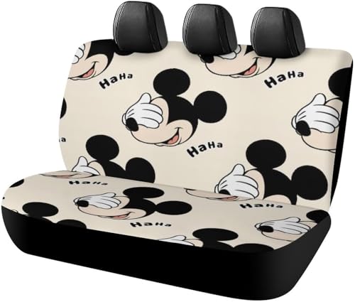 ミッキーマウス (1) アニメ カーシートカバー 車シートカバー 後部座席用 シート保護 おしゃれ カー用品 軽/普通車 汎用 後席クッションカバー 人気 四季通用 プレゼント