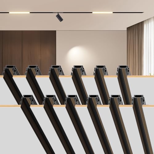 Image of SCON 12-Pack Track Rails, Recessed Magnetic Track Lighting Kit, Easy Install Aluminum Rail System for Flush Mount LED Heads, for Magnetic Lamp Heads for Kitchen, Living Room, Office, Shop (3.3FT)