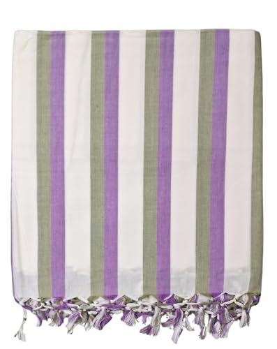 Image of Arvore Bunkaar Pure Handloom 100% Soft Desi Bamboo Viscose Soft Bhagalpuri Andi Chadar /Summer Blanket /Khes /Top Sheet /AC Blanket /Odhne wali Chadar (Multi Color a, Striped, 1, Bhagalpuri Chadar)