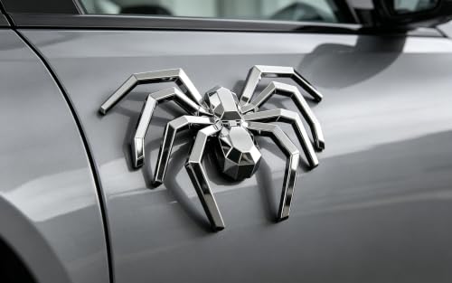 Image of 3D Spider Chrome Emblem Badge Sticker Decoration for Car, Truck, Motorcycle, RV, Scooter, SUV, Door, Window (Upgrad Silver Color)