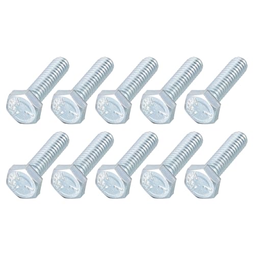 Image of METALLIXITY Hex Bolts (1 /4-28x1) 12Pcs, Carbon Steel Zinc Plated Fully Threaded, UNF Fine Thread Hex Head Screw Bolt - for Furniture Repair, Silver