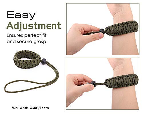 Moko Universal Paracord Camera Wrist Strap Lanyard - [2 Pack] Nylon Braided Adjustable Camera Hand Grip Strap For Nikon/Canon/Sony/Minolta/Panasonic All Dslr/Digital Cameras, Black/Army Green #TOP3