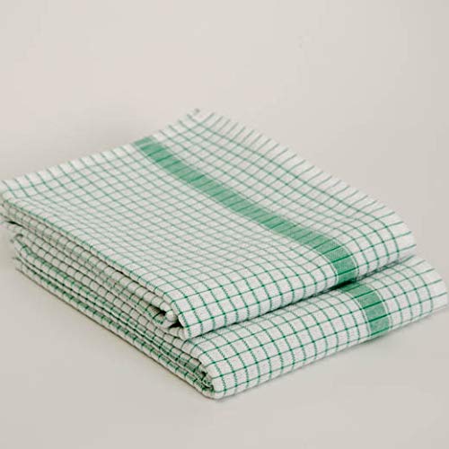 Torchon coton 50/80 rayé vert en lot de 6 essuie-tout pour cuisine