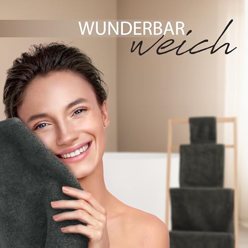 Foto von Hausfelder Duschtuch 70 x140 – Premium Badetuch 500g/m² - 100% Baumwolle Duschhandtuch Handtücher Set, Ökotex Zertifiziert (70 x 140 cm Anthrazit Grau)