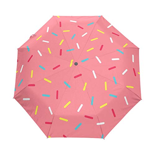 Preisvergleich Produktbild LASINSU Regenschirm TaschenschirmHintergrund Rosa Donut Glasur dekorativAuf Zu Automatikwindsicherstabil