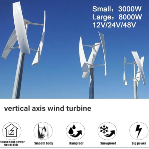 Kit completo di generatore eolico verticale, 3000W/8000W con pale, regolatore e inverter di rete, sistema di energia rinnovabile per la casa