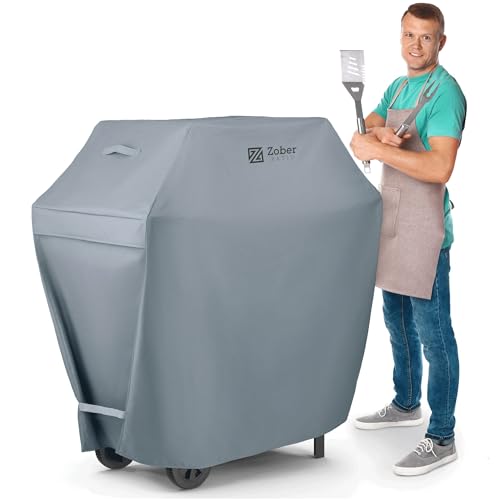 BBQ Cover 44" - 112cm Inch Waterproof Double Layered Fits Weber Gas Grill Cover Charbroil Grill & Smoker - Gas Grill Covers w/Air Vents, Dual Handles - 600D Oxford Fabric, Gray