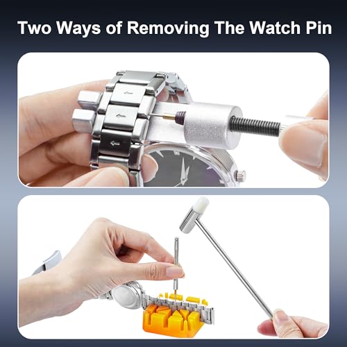 JOREST Watch Repair Tool Kit for Battery Replacement, Strap Adjustment Resizing, Watch Link Pin Remover, Watch Opening, Pry Knife Case Opener for Watch Back Removal, with Watch Hammer, Spring Bars