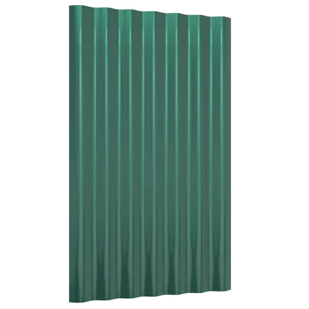 Genérico Paneles de tejado 12 Unidades Acero galvanizado Verde 60x36 cm,Bricolaje,Materiales de construcción,Techo,Tejas y baldosas para techo-319123