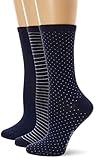 Hot Sox Women's Classic Patterns Novelty Fashion Casual Socks, Dots & Stripes (Navy), Shoe Size:...