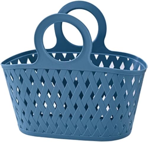LIVIAお風呂 カゴ 持ち運び バスケット 手提げ バスバスケット 折りたたみ シャワーバスケット 収納 かご おしゃれ 小物収納 多機能 水切り スパバッグ 銭湯 カゴ 買い物カゴ バス用品収納 (ブルー)