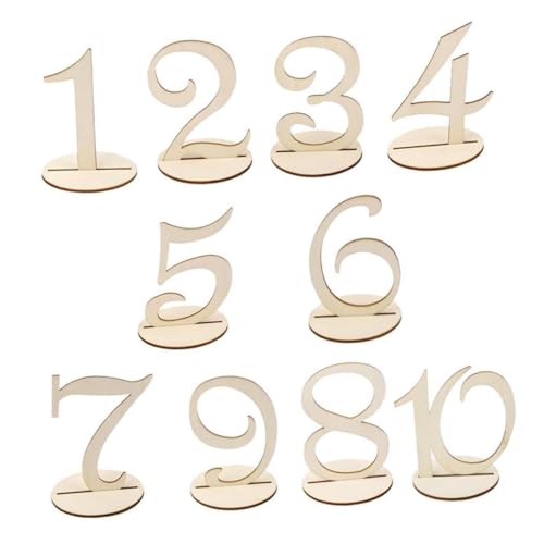 VALICLUD 10個木製数字スタンド 卓上パーティーデスクオーナメント 独特な数字形状デザイン 宴会 結婚式 誕生日 ホームイベント用テーブルナ