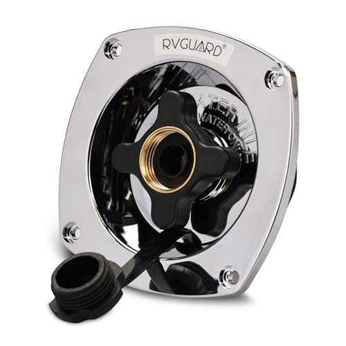 RVGUARD RV City Water Inlet with Regulator, Chrome Wall Mount Water Fill Inlet Built-In Check Valve...