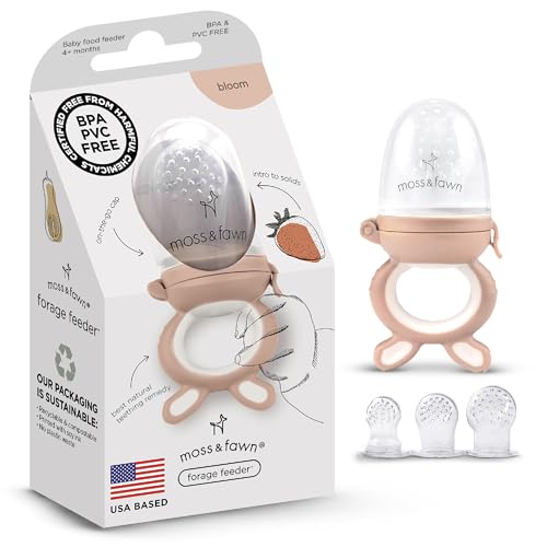 Image of Moss and Fawn Forage Feeder - Baby Fruit Feeder, Frozen Breast Milk Popsicle Teether & Pacifier - BPA, PVC & Phthalate-Free - Bloom