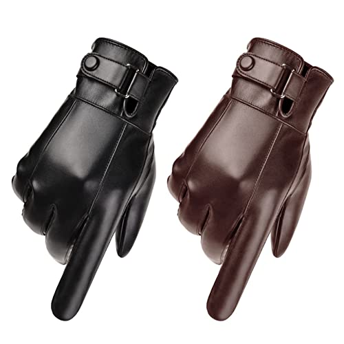 Luvas de couro PU masculinas Luvas de negócios com tela sensível ao toque Luvas de ciclismo revestid
