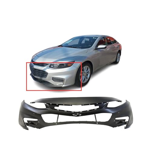 Image of FitParts Compatible with Chevrolet Malibu 2016-2018 Front Bumper Cover | Primed, With Parking Sensor Holes, Hybrid, Ready to Paint, OEM 84042376, GM1000999