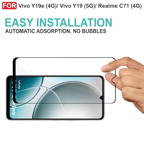 Image of CEDO Tempered Glass for Vivo Y19e (4G) / Vivo Y19 (5G) / Realme C71 (4G) | Screen Protector Full HD Quality Tempered Glass Anti-Scratch Edge to Edge Coverage with Easy Installation Kit (Black)