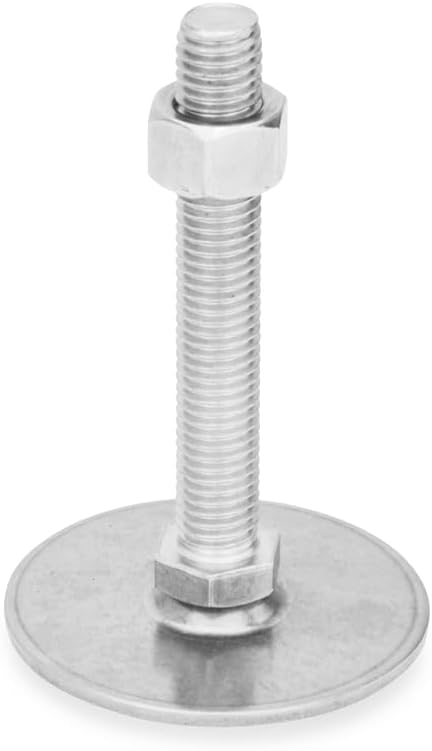 Ganter Normelemente Stainless Steel Adjustable Feet - GN 41-80-M8-63-D0-SK | Foot Diameter 80 mm, Silver, Thread d2: M8X63