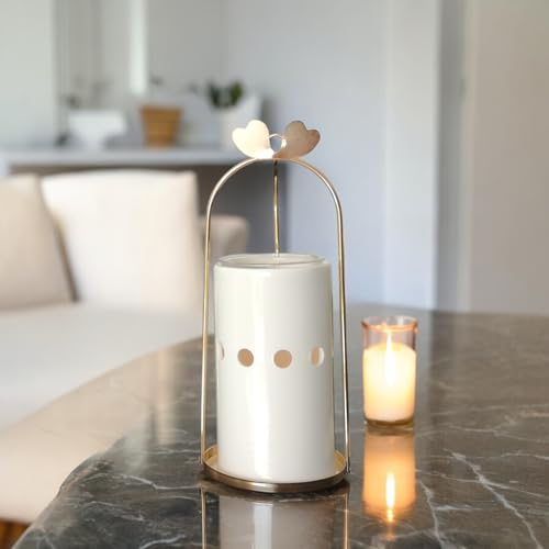 Quema Perfume Inspiration Cinco – Quemador Fondant Cera y Difusor de Cera Perfumada – Difusor de Aceite Esencial y Perfume de Ambiente – Portavelas de cerámica y Metal, Altura 18 cm – Zen'Aroma - imagen 10