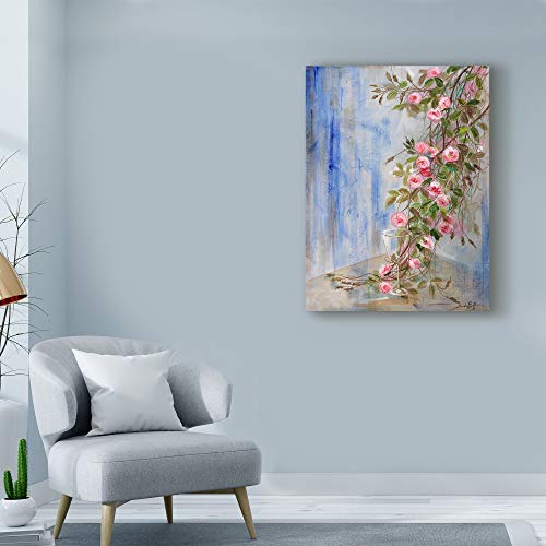 Trademark Fine Art Rosebush And Glass By Li Bo, 18X24-Inch #TOP2