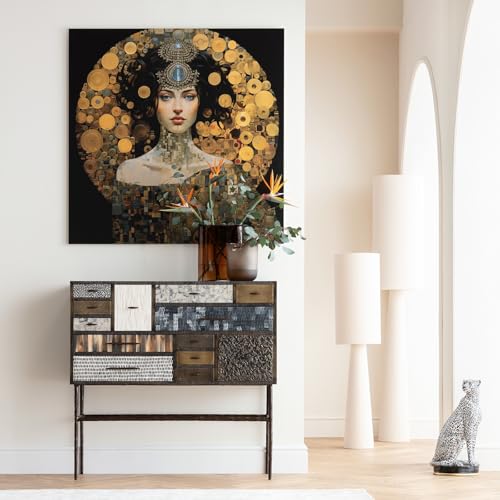 Kare Design Glasbild Art Nouveau Lady 3D, mehrfarbig, 120x120 cm, nostalgisches Frauenmotiv, Sicherheitsglas, Art Deco, Wohnzimmer