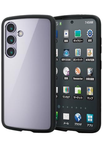 Elecom PM-G241TSLFCBK Galaxy S24 SC-51E Case, Cover, Hybrid Case, Soft, Thin, TPU Strap, Hole, Shockproof, Shock Absorption, Compatible with Wireless Charging, Strap Seat Included, Shoulder