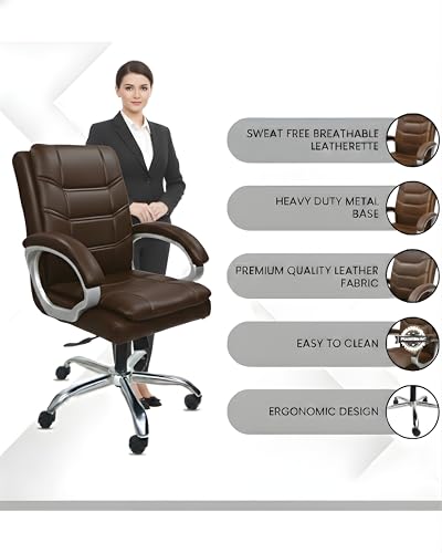 Image of activa Executive Revolving Office Chair | Ergonomic Computer Desk Chair with Cushioned Seat| Heavy Duty Steel Base, Adjustable Height & 360 Swivel Wheel| Study /Home /Offcie Visitor Chair (Star,Coffee)