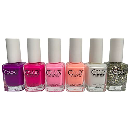 Color Club Girls Night Nail Lacquer Set Of 6 - Women And Girls Light Nail Lacquer Set - Quick Dry Nail Art Manicure Set #TOP4