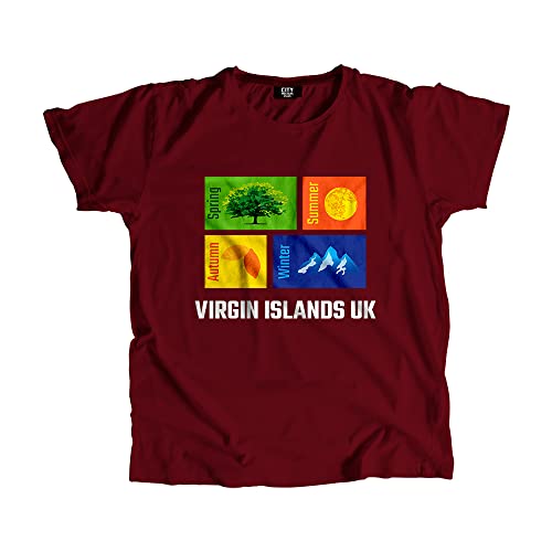 T-shirt Îles Vierges uni bordeaux, idéal pour vos sorties d'été