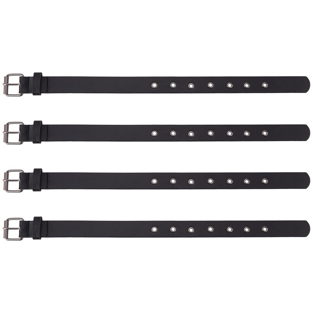 FINGERINSPIRE4 Pcs Traditional Kilt Extender Straps Leather Cuff Belt Buckles 0.9x16 inch Black PU Leather Adjustable Belt with Metal Square Women's Buckle for Coat Jacket Dress Bags DIY Craft