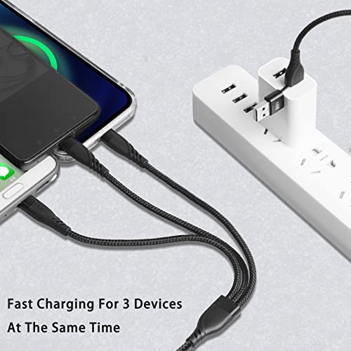 Lhjry Usb A/C To Multi Charging Cable, 4Ft 3Pack Universal 6-In-1 Usb Cellphone Cables, Multiple Charger Cord With Phone/Type C/Micro Usb Connectors For Laptop/Tablet/Phone(Gray,Black,Red) #TOP3