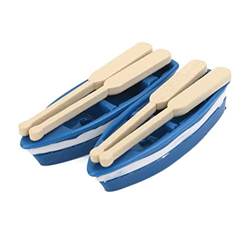 zalati Mini-Fischerboot mit Ruder, 2 Miniatur-Micro-Landschaftsboote mit Paddeln, Ornamente für Spielzeughaus, Pool, Gebäudedekoration