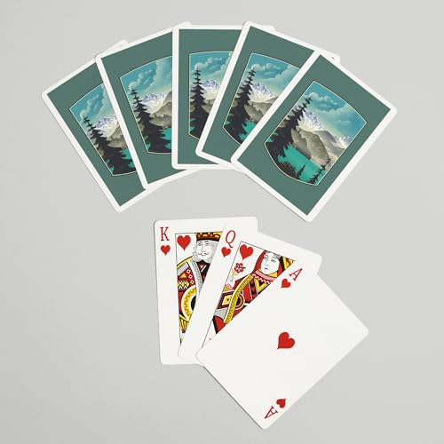 Baraja de Poker con escena de lago y montaña, 52 cartas miniatura 7
