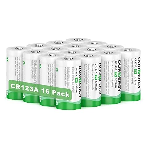 DURNERGY CR123A 3V Lithium Battery 16 Pack, 10 Years Shelf Life, 123 Batteries Lithium, 123A Lithium Batteries 3 Volt High Power, CR123 Battery, CR17345, CR17335, CR17345 Cover
