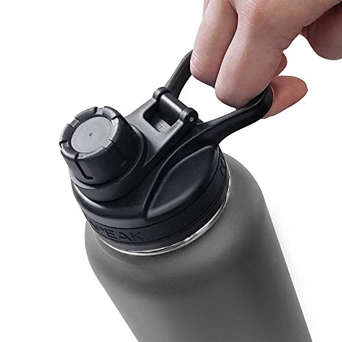Hydrapeak BPA-Free Water Bottle, 32 oz. Vacuum Insulated Stainless Steel Thermos, Tumbler with Wide Mouth Flask and Leak-Proof Sport Spout Chug Lid Cap - Black - Thumbnail 4