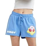 Kirby Warp Star Glitter Puff Print Women's Blue Sweat Shorts XL