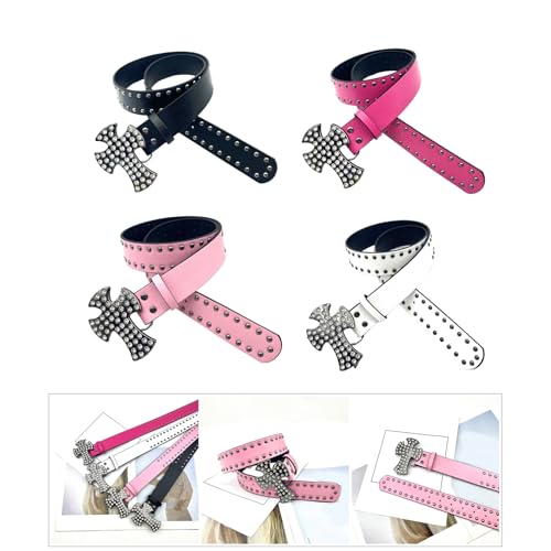 Rivet Studded Rhinestoned Waistband Crossed Large Buckle Waist Belt For Women 90s Hot Girls Trend Fashion Belt2