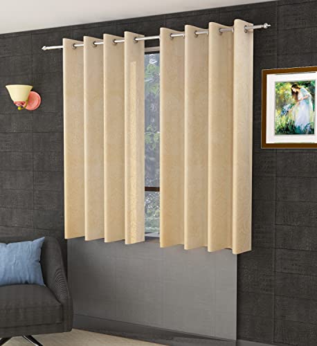 Image of Homefab India Pack of 2 Velvet Window Curtains - 5 feet, Cream