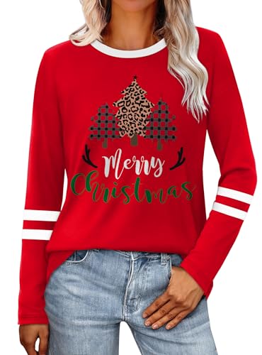 Image of Sampeel Long Sleeve Shirts for Women Color Block Casual Tops Fall Outfits 2026 Basic Tees Trendy Spring Clothes