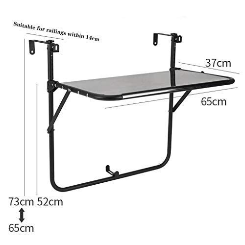 Table réglable de balcon pliante argentée avec plateau compact 65x37cm