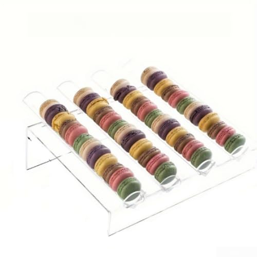 PureBowlic Présentoir à macarons en acrylique transparent, 3/4/6 niveaux pour fêtes, mariages, desserts de grande capacité pour 50 à 78 macarons, vitrine...