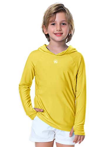 Image of AOBUTE Unisex Kids Long Sleeve Hoodie Rash Guard Boys UPF 50+ Swim Top with Thumb Hole 3-12 Years