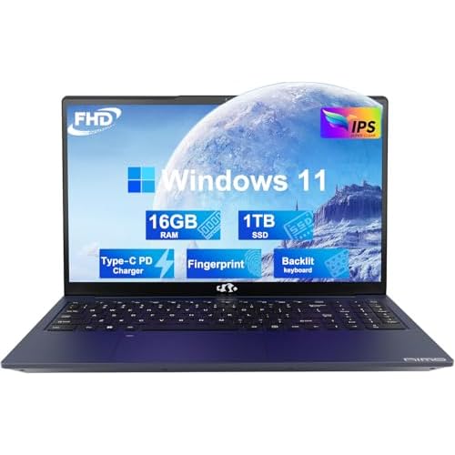 NIMO 15.6 FHD Student Laptop, 16GB RAM, 1TB SSD, Backlit Keyboard, Fingerprint, Intel Pentium Quad-Core N100 (Beat to i3-1115G4, Up to 3.4GHz), 2 Years Warranty, 90 Days Return, WiFi 6, Win 11