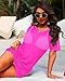 Pinup Fashion Sheer Coverups Women Mesh Swimsuit Coverup Hot Pink See Through Bathing Suit Dress S-XL