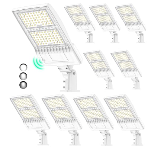 BBESTLED 10Pack 400W LED Parking Lot Lights Arm & Slip Fitter Mount Dusk to Dawn, 400W/320W/240W Outdoor Shoebox Pole Lights Commercial Street Area Flood Light, 60000LM IP65 Waterproof 100-277V