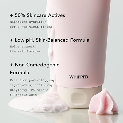 Image of Whipped Korean Skincare Face Wash, Doubles as a Face Mask, Strawberry Vanilla, Hydrating Vegan Facial Cleanser for Dry Skin with Niacinamide, Hyaluronic Acid, Ceramide, Cleanser for Sensitive Skin